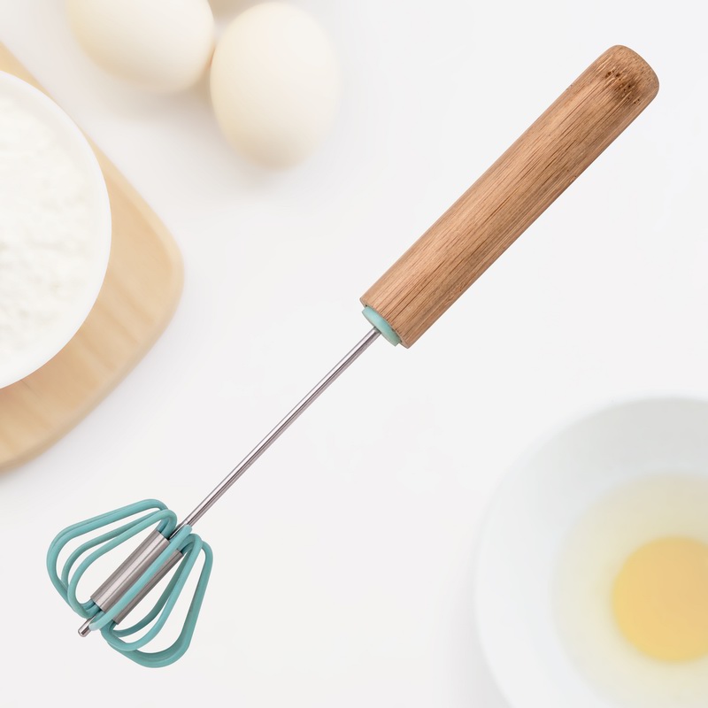 Wooden Hand Silicone Cover Egg Mixer Beater