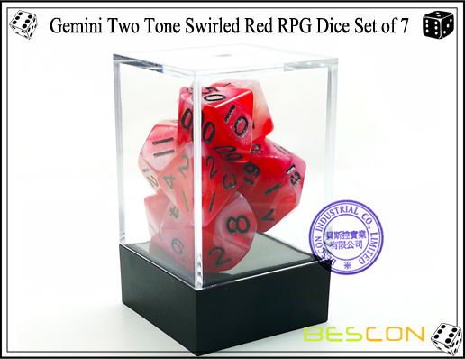 Gemini Two Tone Swirled Red RPG Dice Set of 7-2 Gemini Two Tone Swirled Red RPG Dice Set of 7-2