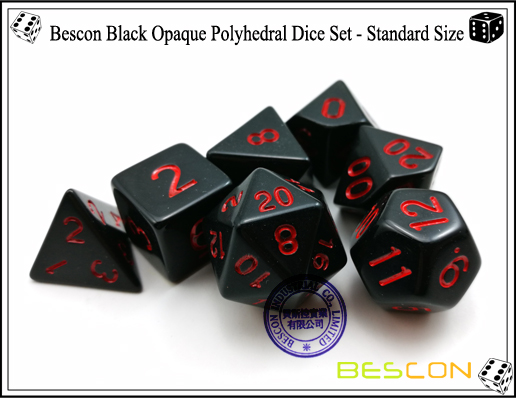 Bescon Schwarz Opaque Polyhedral Dice Set-3 Bescon Black Opaque Polyhedral Dice Set-3