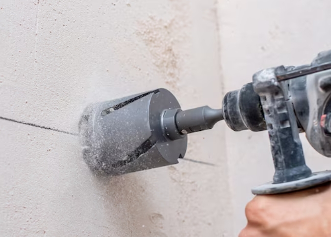 Dry Diamond Core Drill Bits Drilling The Concrete Wall Dry Diamond Core Drill Bits Drilling The Concrete Wall