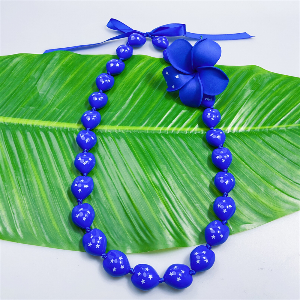 FSM Flag Kukui Nut Necklace KN-jn057_0006 FSM Flag Kukui Nut Necklace KN-jn057_0006