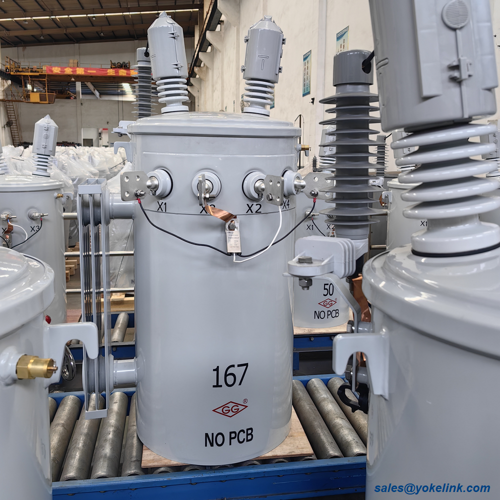 167KVA Sing-phase Pole Mounted Distribution Transformer For Industrial Electricity (1) 167KVA Sing-phase Pole Mounted Distribution Transformer For Industrial Electricity (1)
