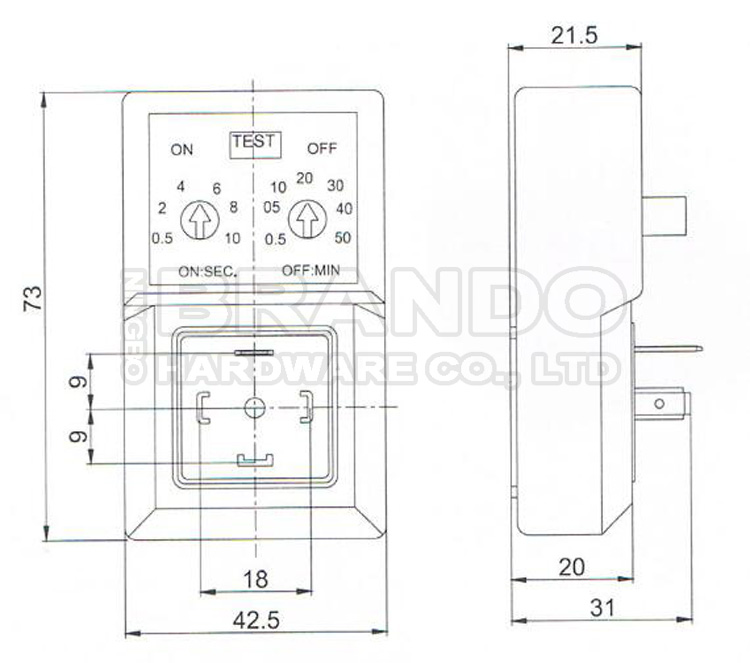 Dimension of Adjustable Electronic Timer: Dimension of Adjustable Electronic Timer: