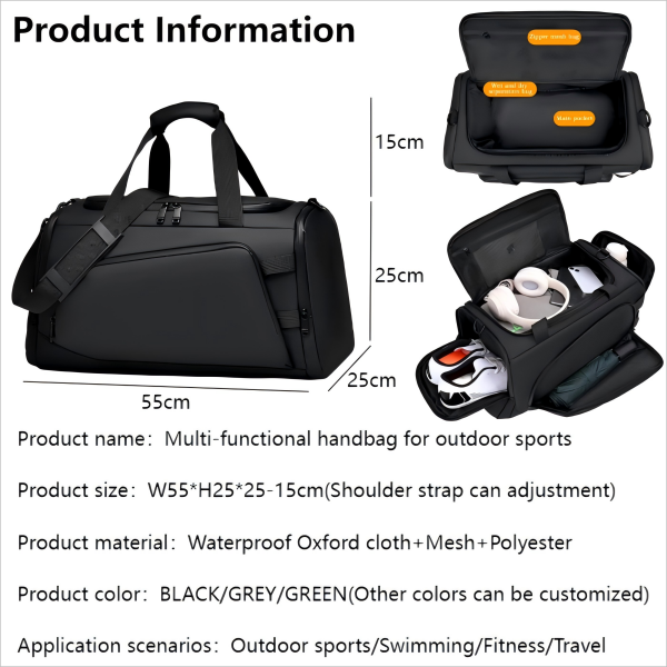 Waterproof dry-wet separation fitness handbag Waterproof dry-wet separation fitness handbag