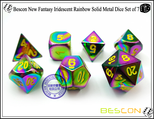 Bescon New Fantasy Iridescent Rainbow Solid Metal Dice Set of 7-6 Bescon New Fantasy Iridescent Rainbow Solid Metal Dice Set of 7-6