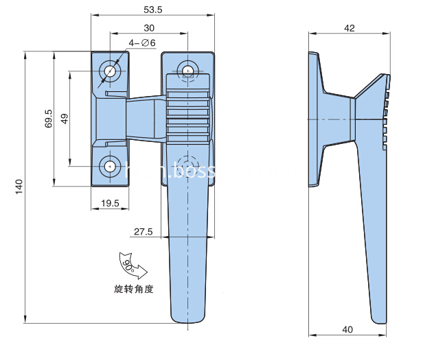 Puxador da porta giratório hermético de liga de zinco Zinc alloy Airtight Revolving Door Handle