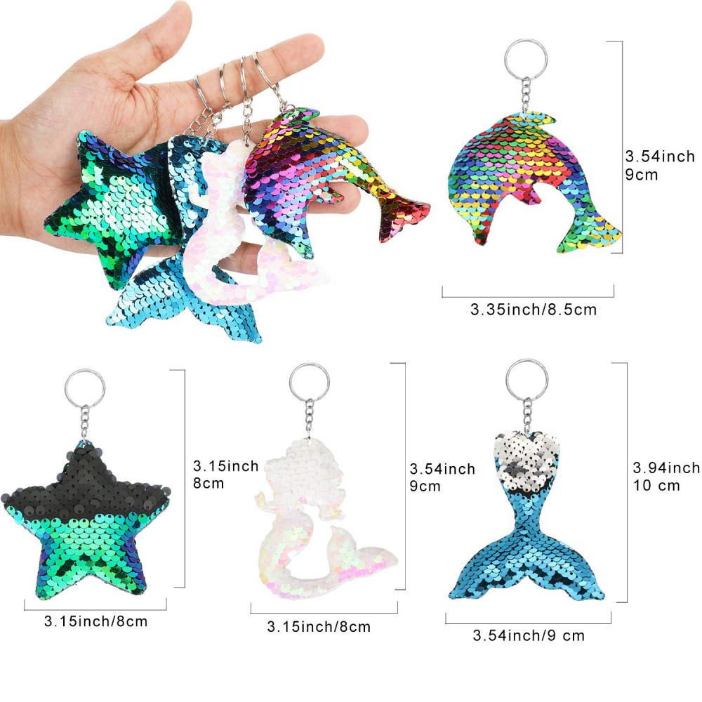 18 Pieces Reversible Mermaid Sequin Key Chain 1 18 Pieces Reversible Mermaid Sequin Key Chain 1