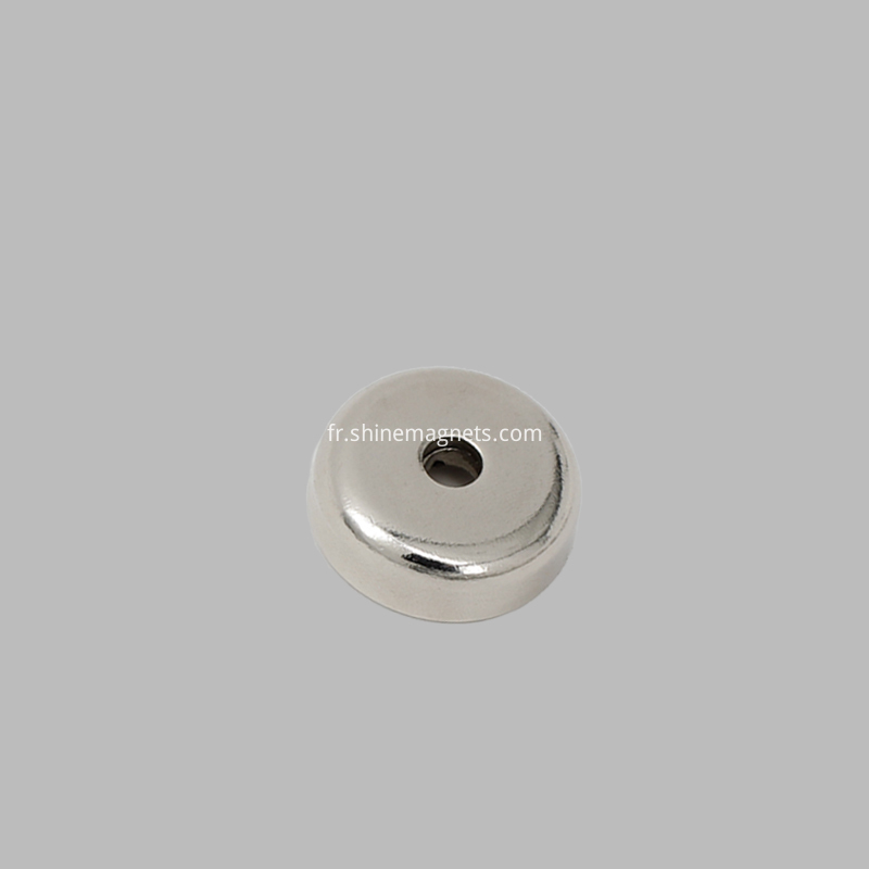 Pot rond à guillotine round pot magnet countersunk hole