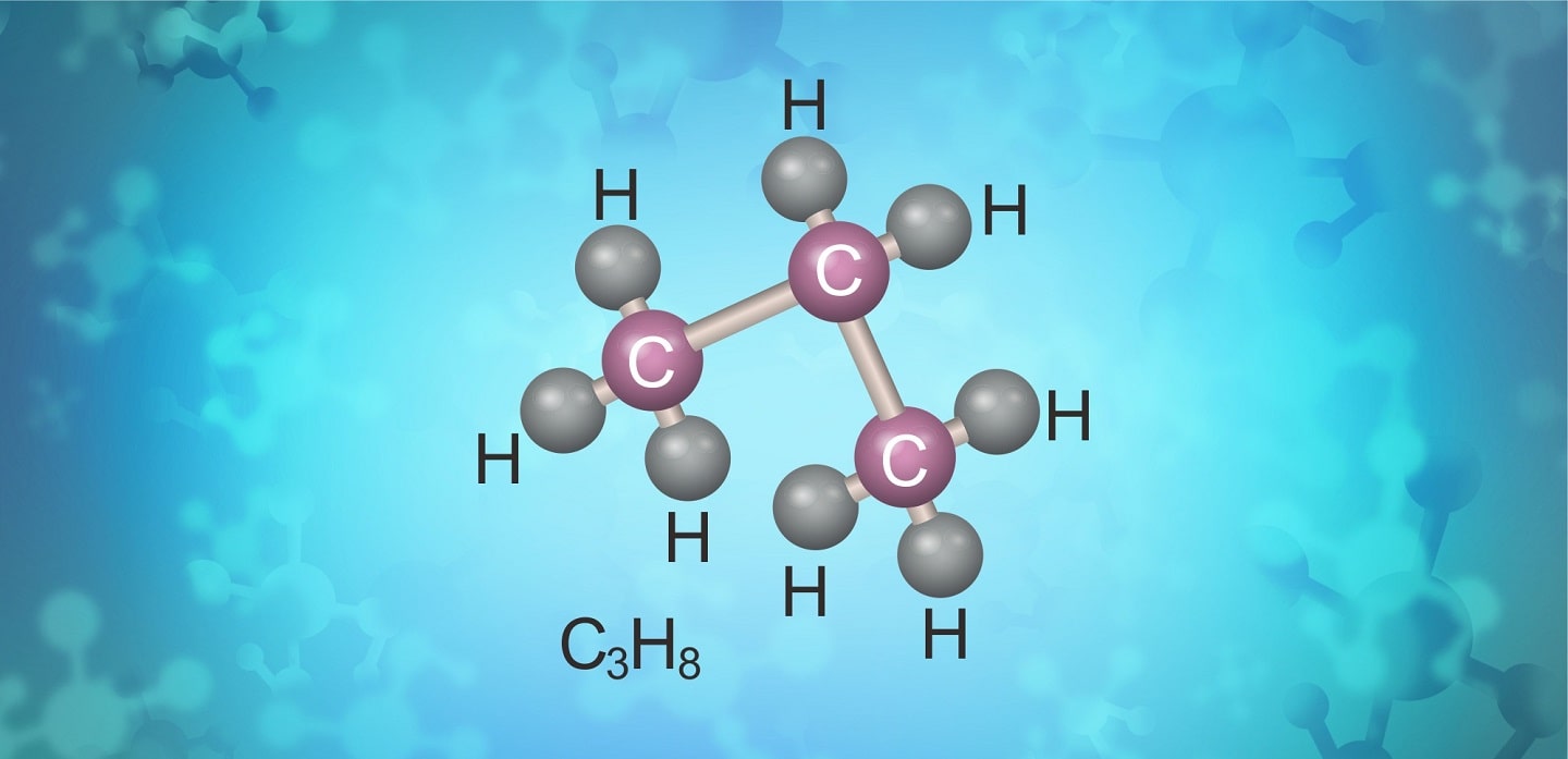 Molecular structure of R290 refrigerant Molecular structure of R290 refrigerant
