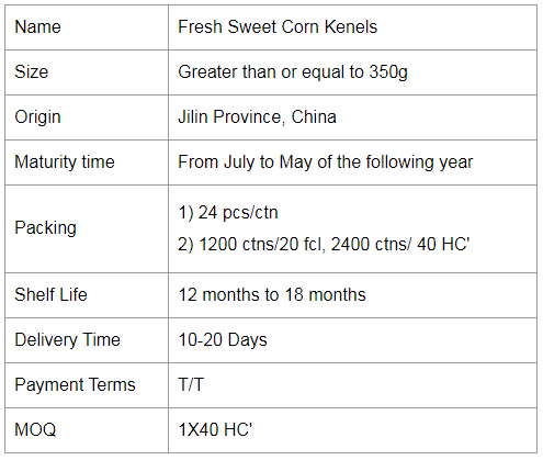 Sweet Corn Kernels 350g