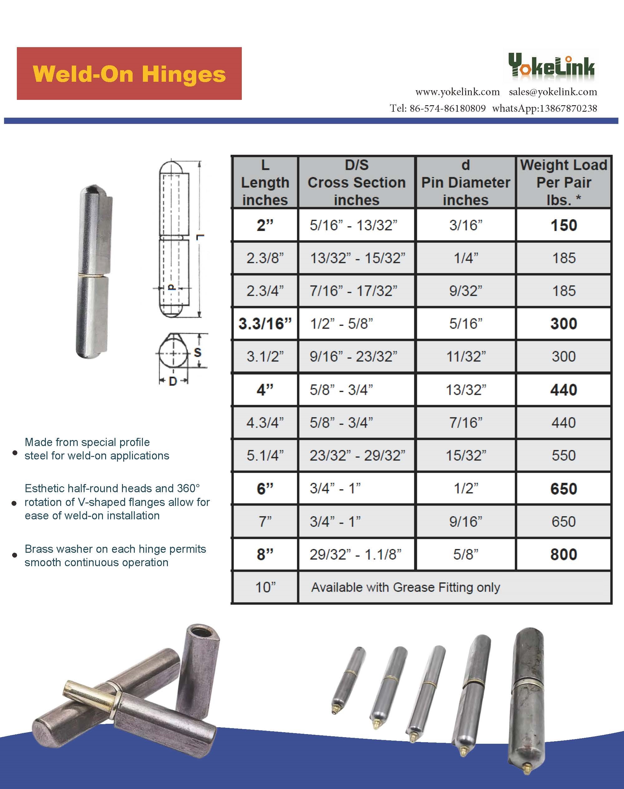 weld-on hinges specification and sizes weld-on hinges specification and sizes