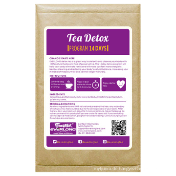 China Organic Herbal Detox Tee Abnehmen Tee Gewichtsverlust Tee 14 e Detox Programm Hersteller
