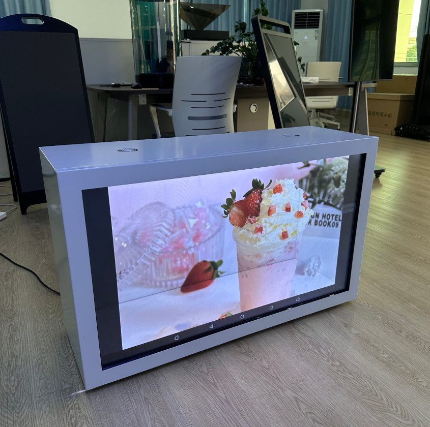 Interactive transparent box with LED internal lighting for luxury watch and jewelry display
