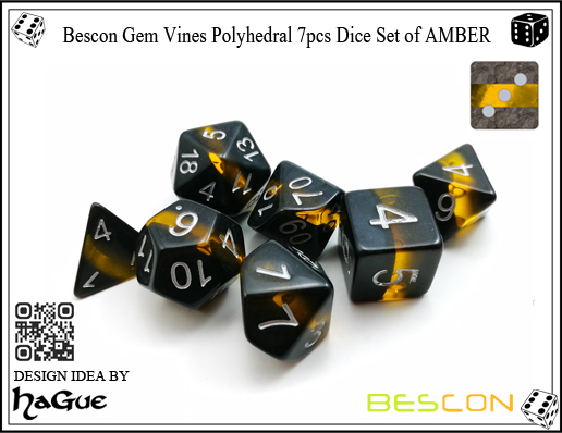 Bescon Edelstein Vines Polyhedral 7pcs Würfel Set AMBER-3 Bescon Gem Vines Polyhedral 7pcs Dice Set of AMBER-3