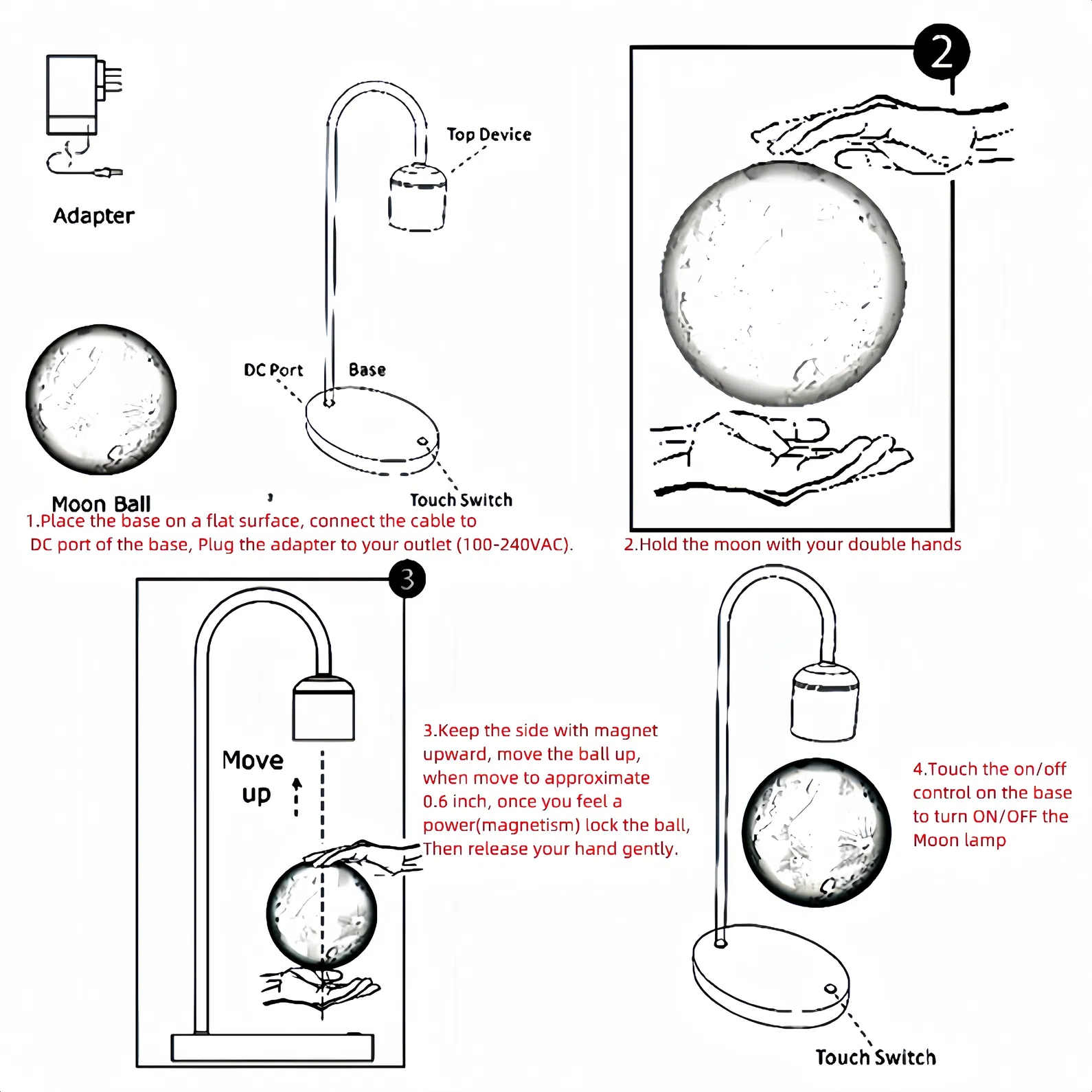 Moon Lamp with Magnetic Levitation and Wireless Charging Moon Lamp with Magnetic Levitation and Wireless Charging