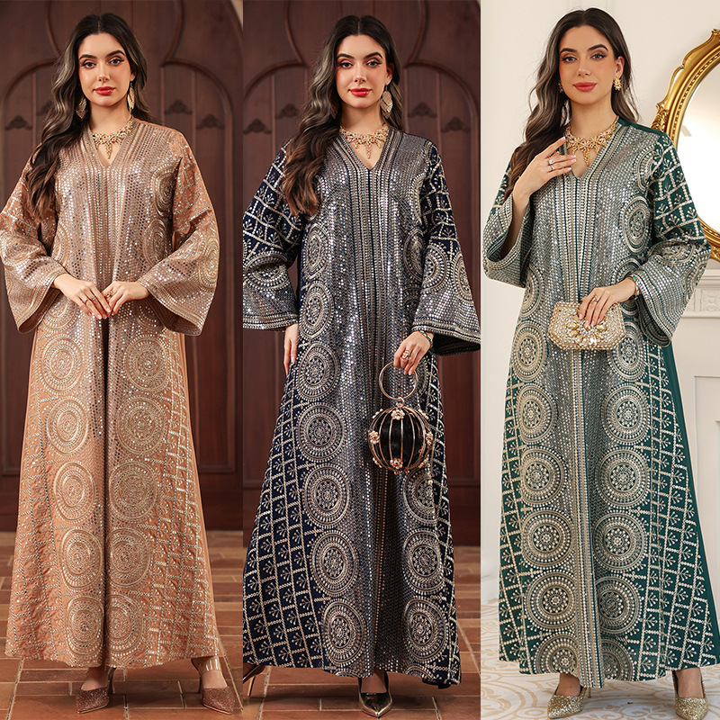 Luxury Sequin Embroidered Kaftan Abaya Detail Luxury Sequin Embroidered Kaftan Abaya Detail