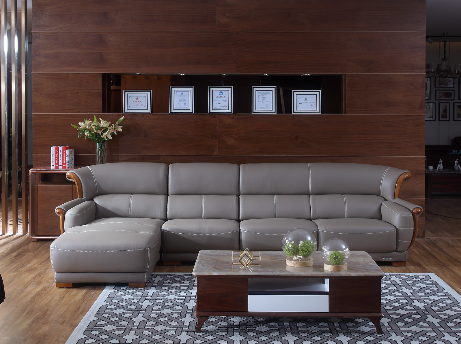 Fabric & leather sofa