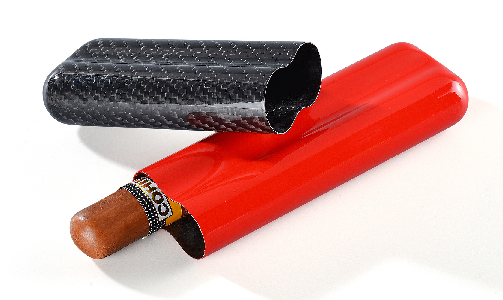 red carbon fiber cigar case