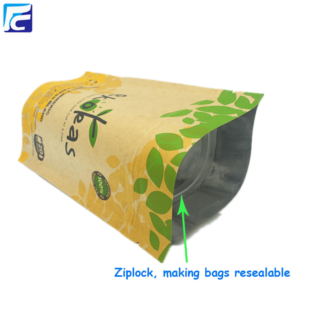 Custom printed foil kraft paper pouch for tea Custom printed foil kraft paper pouch for tea