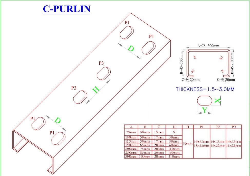 حار Aale قبل هندستها آلة H الشعاع Z الشعاع C Purline Hot Aale Pre-Engineered H Beams Z Beams C Purline Machine