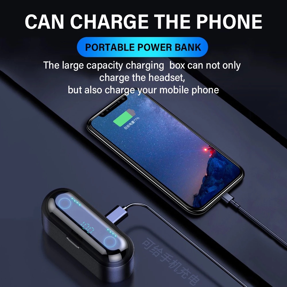 F9-34 Wireless Earphone TWS Earbuds F9 2000mAh Battery LCD Display Headset With Power Bank F9-34 Wireless Earphone TWS Earbuds F9 2000mAh Battery LCD Display Headset With Power Bank