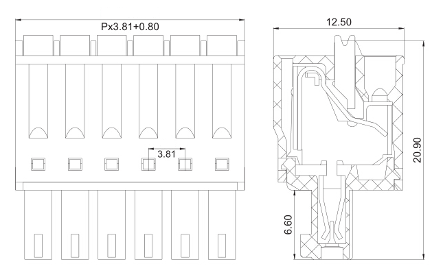 3.81 pitch 3 pin spring pluggable terminal block 3.81 pitch 3 pin spring pluggable terminal block