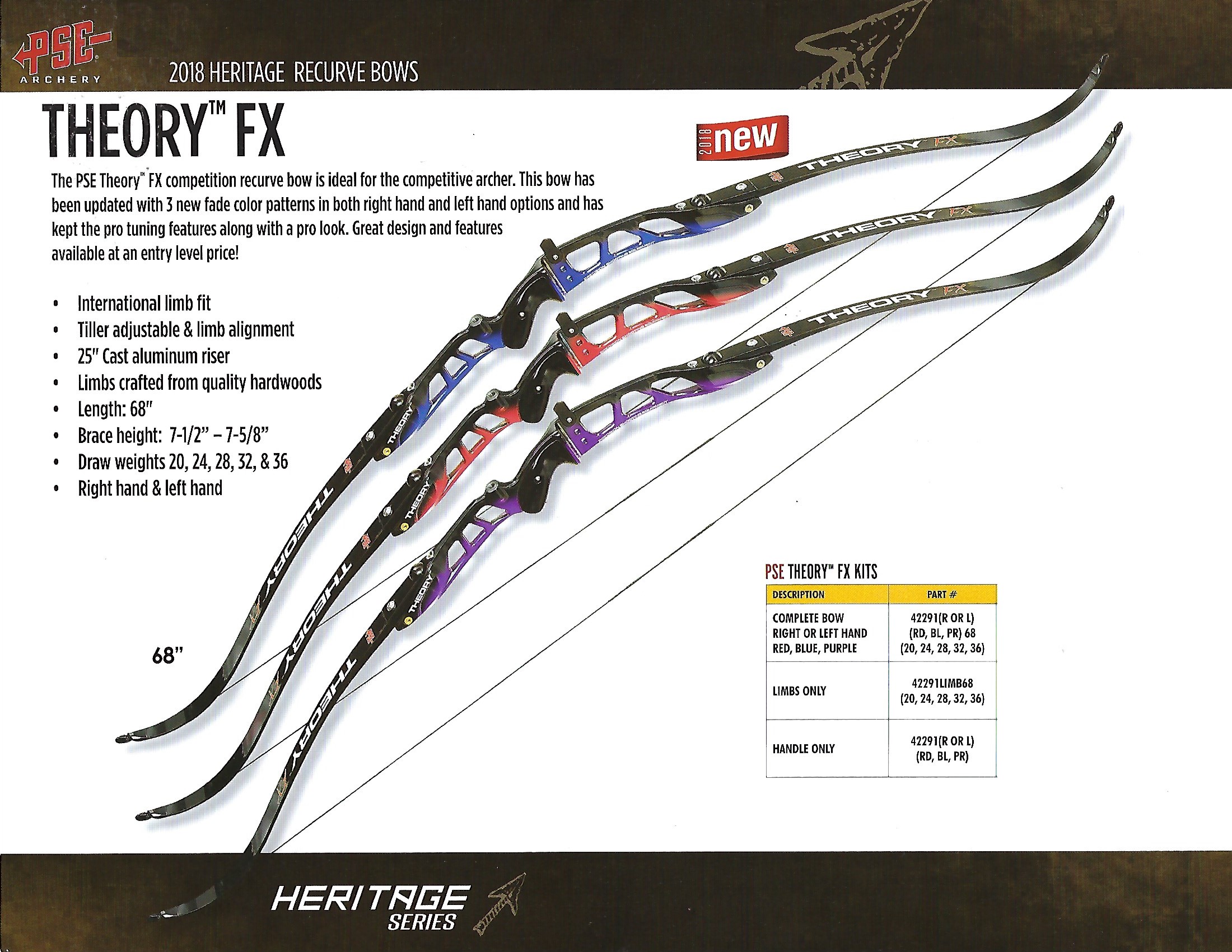 pse recurve bow string chart
