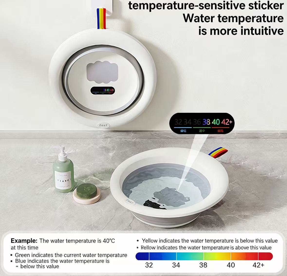Foldable Heat Sensing Wash Basin for Home Use Foldable Heat Sensing Wash Basin for Home Use