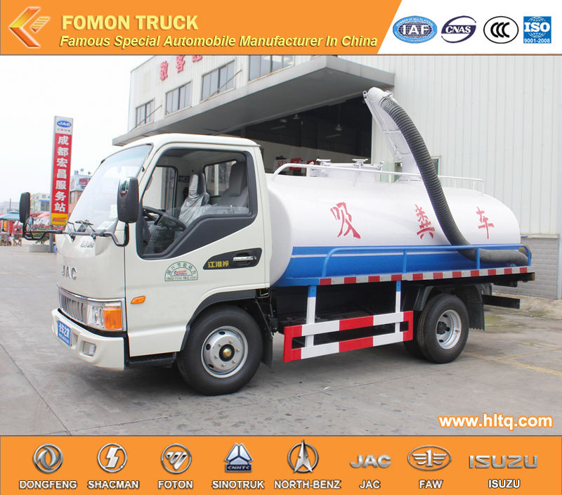 JAC euro4 4000L dung suction tank truck 