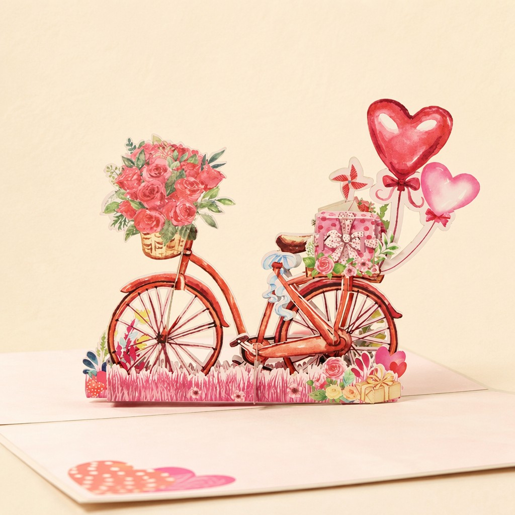 Valentine bicycle pop up card Valentine bicycle pop up card