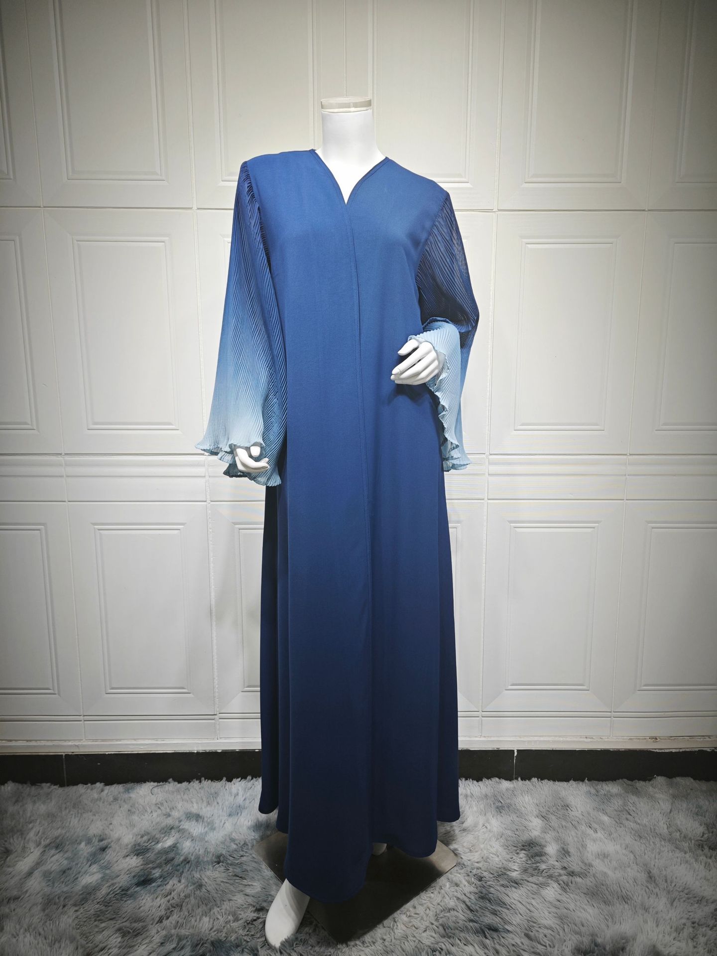 Fashion Kimono Abaya with Pleated Bell Sleeves MQ202 (6) Fashion Kimono Abaya with Pleated Bell Sleeves MQ202 (6)