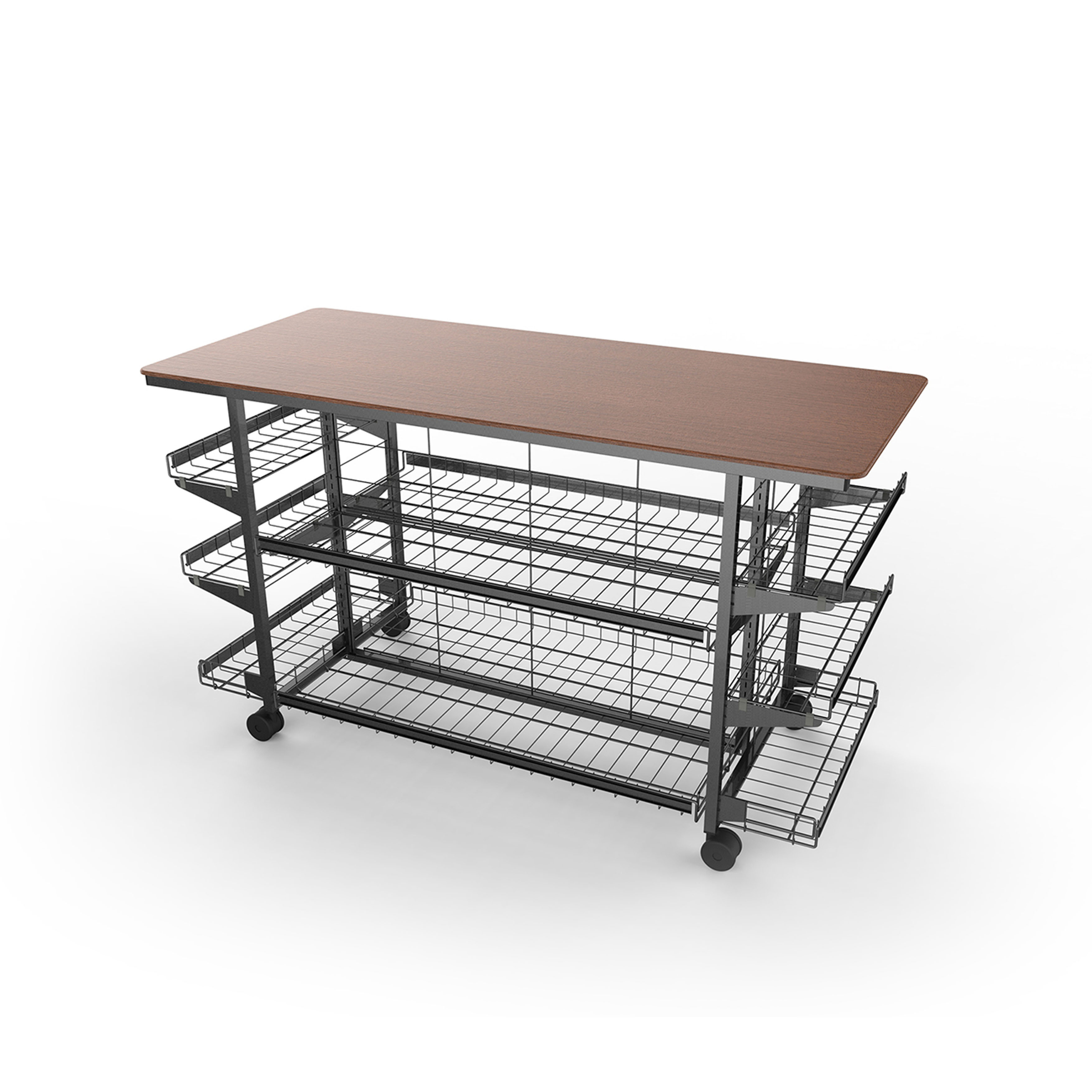 Metal Sturdy Bread Display Stand With Wheels Metal Sturdy Bread Display Stand With Wheels