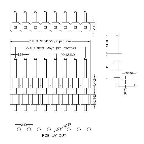 2.0 mm Pin Header Single Row Double Plastic Angle Type 2.0 mm Pin Header Single Row Double Plastic Angle Type