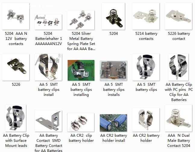 Κυλινδρική μπαταρία Επαφές ClipsHolders Springs Cylindrical Battery Contacts ClipsHolders Springs