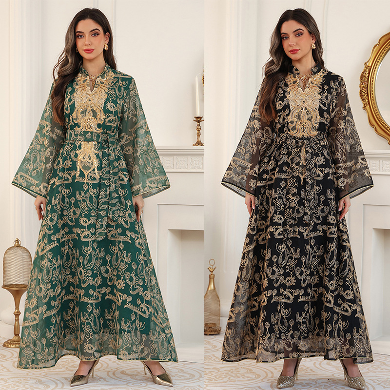 Elegant Chiffon Printed Abaya Dress Detail Elegant Chiffon Printed Abaya Dress Detail
