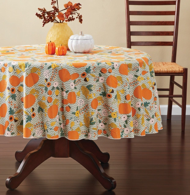 Tablecloth PE with Needle-punched Cotton Pumpkin Round