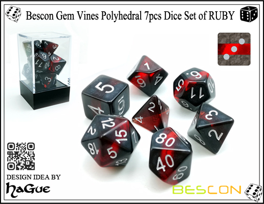 Bescon Gem Vines poliédrica 7pcs conjunto de dados de RUBY-1 Bescon Gem Vines Polyhedral 7pcs Dice Set of RUBY-1