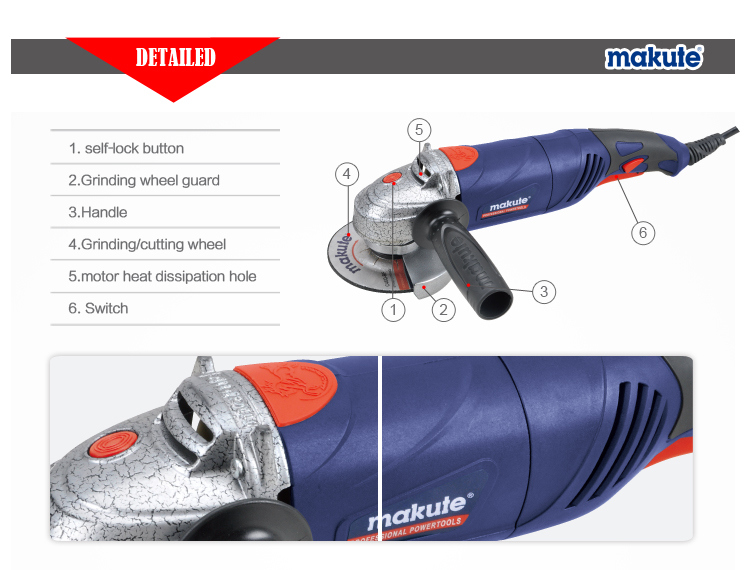 1400W 125mm Industrial Angle Grinder, Patented Design (AG007)