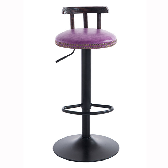 fashion Adjustable Synthetic Leather Swivel Bar Stools Chair with Wood Back