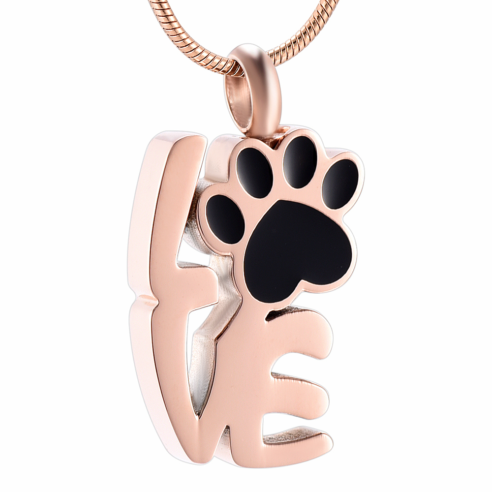 Stainless Steel Love Pet Paw Cremation Urn Pendant for Memorial