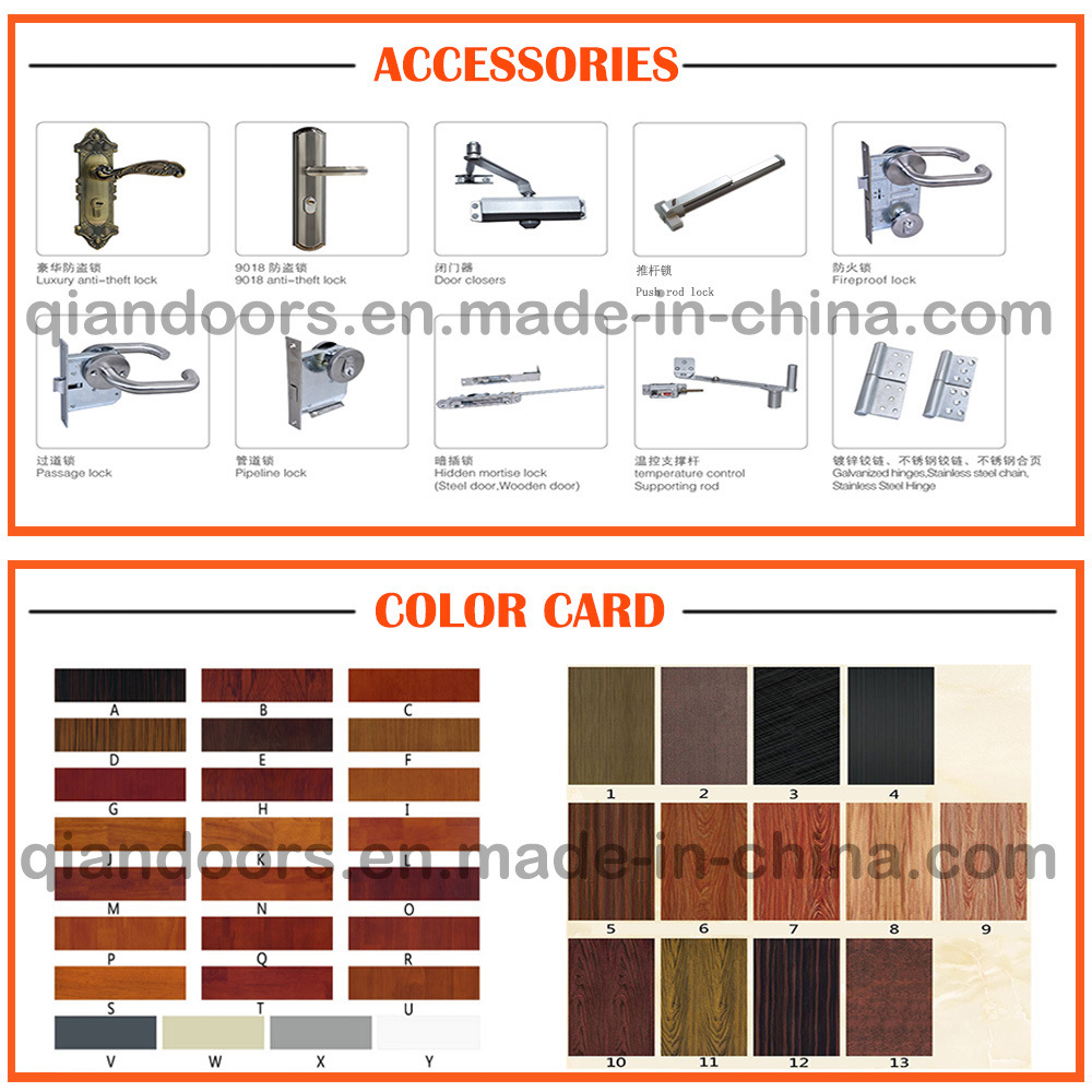 Fs-VV-007 2018 Emergency Exit Fire-Rated Steel Door with Glass