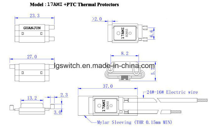 Auto Parts 17ami Temperature Load Current Dual Protection Thermal Protector Temperature Fuse