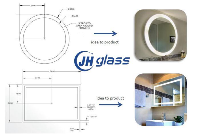 Frameless Silk Screen LED Dressing Mirror with Demister Pad