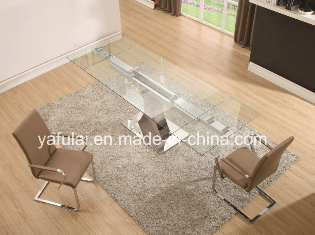 Shiny Polished Stainless Steel Dining Table Rectangle Extension Home Furniture