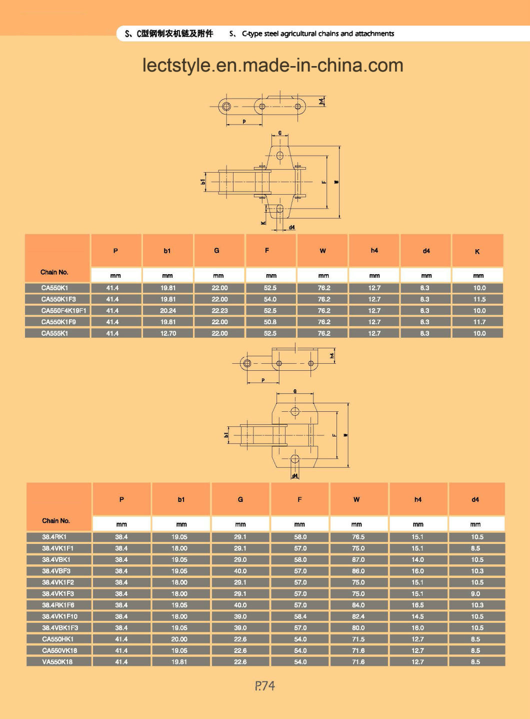 38.4VSD Steel Agricultural Machinery Chain with 38.4rsd, 38.4vbsd