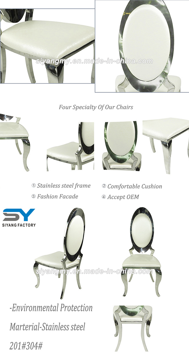 Stainless Steel Dining Room White Wedding Banquet Chair