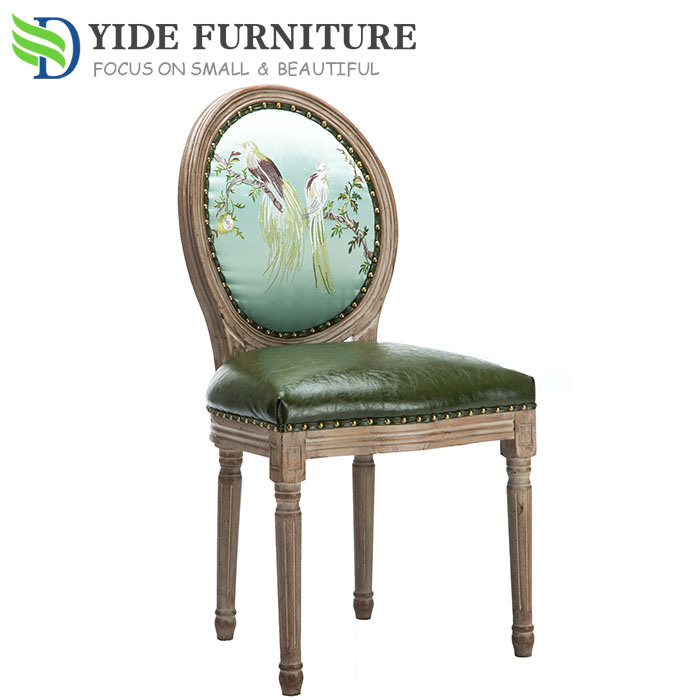 Embroider Antique Wooden Recliner Make up Artist Dining Chair