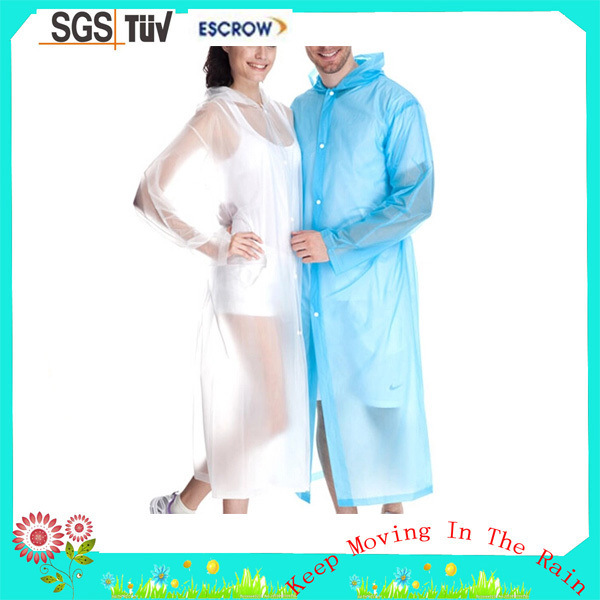 Good Quality Waterproof Promotion Transparent PVC Raincoat for Adult