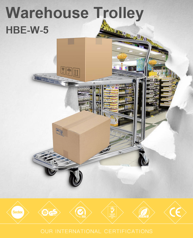 Supermarket Warehouse Cargo Trolley Folding Logistic Cart