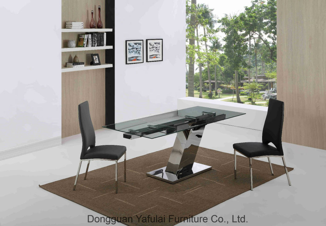 Modern Classic Glass Steel Dining Table Home Furniture